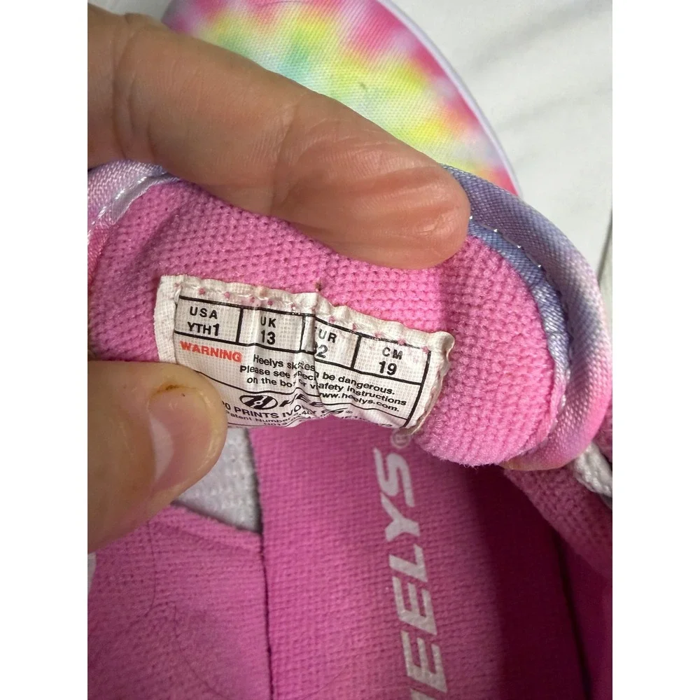 Heelys Kids Tie Dye Roller Shoes Pink Blue Yellow Lace Up Sneakers Youth 1